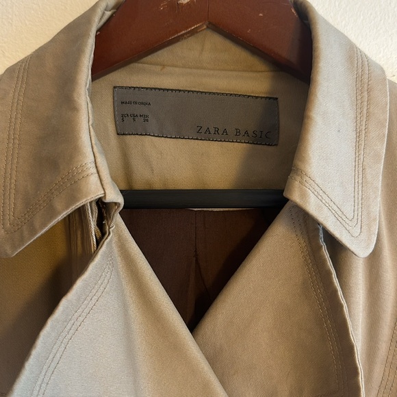Zara Basic Trench Coat Medium Length Size S - Picture 2 of 7